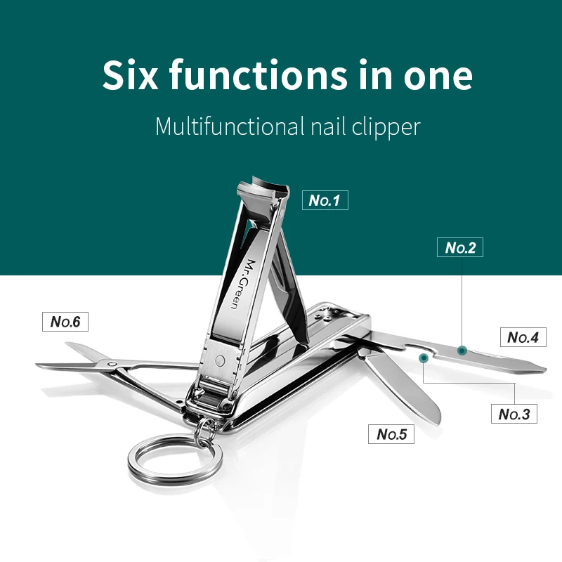 House Home MR.GREEN Multifunctional Nail Clipper Stainless Steel Six Functions N - £42.21 GBP