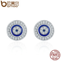Hot Sale Authentic 925 Silver Blue Eye Round Stud Earrings for Women Fashion Sil - $23.59