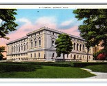 Library Building Detroit Michigan MI UNP Unused Linen Postcard V20 - $2.92