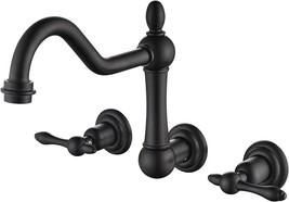 Sumerain Black Tub Faucet Wall Mount Bathtub Filler Vintage Style 3 Holes 8 - £172.04 GBP