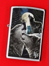 Trio Of  Wolves By Lisa Parker Authentic Zippo Lighter Street Chrome 80082 - £25.79 GBP