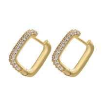 ZHUKOU Classic Hoop earrings gold color geometric rectangle small hoop earrings  - £7.20 GBP