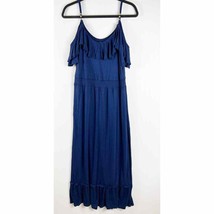 Michael Kors Womens Navy Blue Ruffle Hem Maxi Dress Size Medium - £17.12 GBP