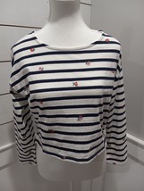 Madewell Women Size XS Embroided Long Sleeve Crop Top Shirt - £10.35 GBP