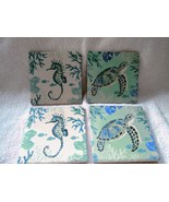 Festive Fanta-Sea, Brighten the Season, sea-horse, sea turtle, 4 coasters - £15.97 GBP