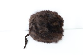 Vintage 40s Distressed Lined Genuine Fur Muff Hand Warmer Dark Brown One... - £45.91 GBP