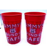 Tammys Round Up Cafe Route 66 Plastic Cups Lot 2 Restaurant Oklahoma Dav... - $214.34 MXN