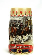 Budweiser Holiday Clydesdales Beer Stein 24oz Mug 1986 Collector Xmas 3D Relief - £31.60 GBP