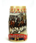 Budweiser Holiday Clydesdales Beer Stein 24oz Mug 1986 Collector Xmas 3D... - £31.43 GBP