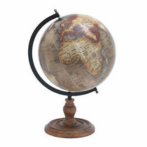 Benzara Wooden Globe With Distinctive Pattern In Rustic Color - £108.41 GBP
