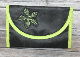 NWOT Makeup Travel Cosmetic Bag  Black and Neon Green Organizer Snap Closure - £7.58 GBP