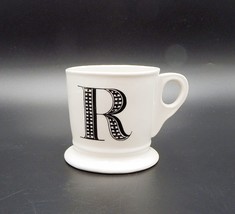 Anthropologie Monogram Letter R White Shaving Style Coffee Mug Cup Black Initial - £13.28 GBP