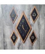 Vintage Verichron MCM Black Wood Grain Diamond Shape Atomic Wall Clock 2... - $3,769.63 MXN