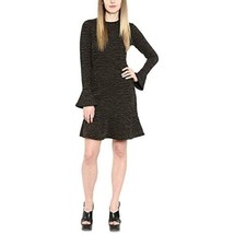 MSRP $125 Michael Kors Printed Flounce-Trim Dress Black Size XS - £32.28 GBP