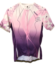 Santici Cycling Jersey Women&#39;s Size Med Purple Pink White Full Zip Short... - $21.78