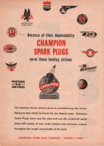 1945 Champion Spark Plugs Serve The Leading Airlines Nal AA Ual Dal print ad Fc2 - £11.87 GBP