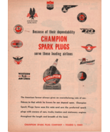 1945 Champion Spark Plugs Serve The Leading Airlines Nal AA Ual Dal prin... - £11.95 GBP