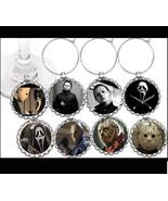 Jason Ghost Face Michael myers party wine glass cup charms markers 8 Hal... - $10.88