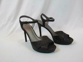 NIB Guess Black Sparkle Texture Strappy Sandal Open Toe Dressy Heel 9 M - £37.15 GBP
