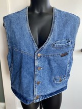 Vintage Harley Davidson Vest Mens Size L Blue Denim Button Front Biker Vest HD - £63.25 GBP