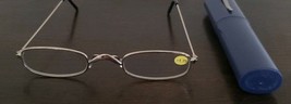 Reading Glasses ~ Eye Glasses w/ Blue Tube Case ~ Silver Frame ~ +1.75 S... - $20.00