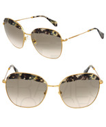 MIU MIU NOIR 53Q Square Gold Marble Brown Sunglasses MU53QS Women Authentic - £132.54 GBP