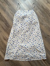 Womens American Eagle Linen Blend Blue Flowers Tie Back Open Back Dress ... - £13.63 GBP