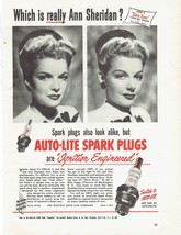 1948 Auto Lite Print Ad Spark Plugs Automobile Car Ann Sheridan 8.5&quot; x 11&quot; - £15.43 GBP