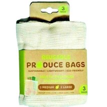 Evriholder Reusable Produce Drawstring Bags 1 Medium 2 Large Eco-Friendl... - $14.93