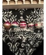 5 Vintage Christmas Small Striped Shiny Brite Ornaments, Premier Glass, ... - £22.19 GBP