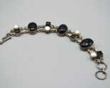 Vintage Sterling Silver Oval Pearl &amp; Onyx Bracelet Toggle Clasp Link Cha... - $53.20