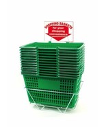 Shopping Basket Set of 12 Durable Green Plastic with Sign and Stand - €94,15 EUR
