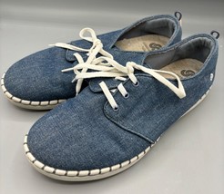 Clarks Womens Blue Denim Casual Lace-Up Shoes Size 8.5 Sneakers - $341.00 MXN