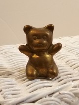 Vintage Miniature Solid Brass Chubby Teddy Bear Collectible Figurine Paperweight - £15.57 GBP