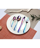 Cutlery Set Rainbow Iridescent Stainless Steel 24 piece Sets Flatware - $71.05