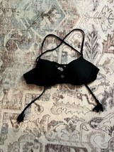 Hollister Black Bikini Top Crisscross Back Tassel Size 32 A - £7.00 GBP