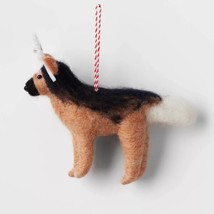 Nwt Wondershop 2023 Felted Wool German Shepherd W. Snowflake Xmas Tree Ornament - £10.28 GBP