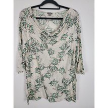 J.Jill Scoop Neck Top 1x Womens Plus Size 3/4 Sleeve White Floral Pullover - £22.67 GBP