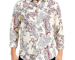 Club Room Men&#39;s Paisley Dobby Shirt in Winter Ivory-Small - $19.97