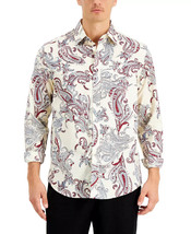 Club Room Men&#39;s Paisley Dobby Shirt in Winter Ivory-Small - £16.05 GBP