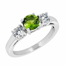 August Birthstone Ring Green Cubic Zirconia Stainless Steel Band Sizes 3-10 - £18.37 GBP