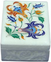 Marble Jewelry Box Handicraft Inlay Floral Art Columbus Day Gift for Her E1985 - £126.74 GBP