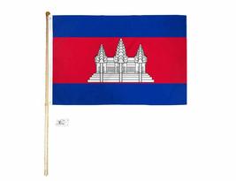 5&#39; Wood Flag Pole Kit Wall Mount Bracket W/ 3x5 Cambodia Country Polyester Flag - £27.08 GBP