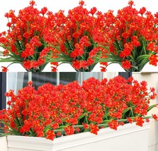 Greenrain 6 Bundles Artificial Flowers Lotus Outdoor Fake Flowers, Orange Red - $34.98