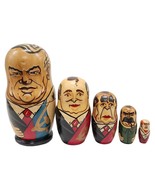 Rare Russian Leaders Wooden Nesting Dolls Vintage Hand Painted SET OF 5 - £58.25 GBP