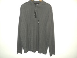 NEW Van Heusen Polo Shirt Men&#39;s Size 2XL Charcoal Gray Black Windowpane At Home - £18.61 GBP
