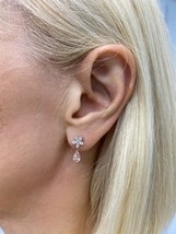 1.30 CT Pear Lab Grown Pink Diamond Bridal Dangle Earrings 14k Gold - $20,660.35 MXN