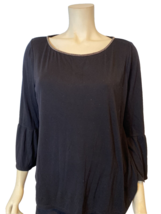 White House Black Market Black 3/4 Bell Sleeve Knit Top Embellished Neck... - $12.34