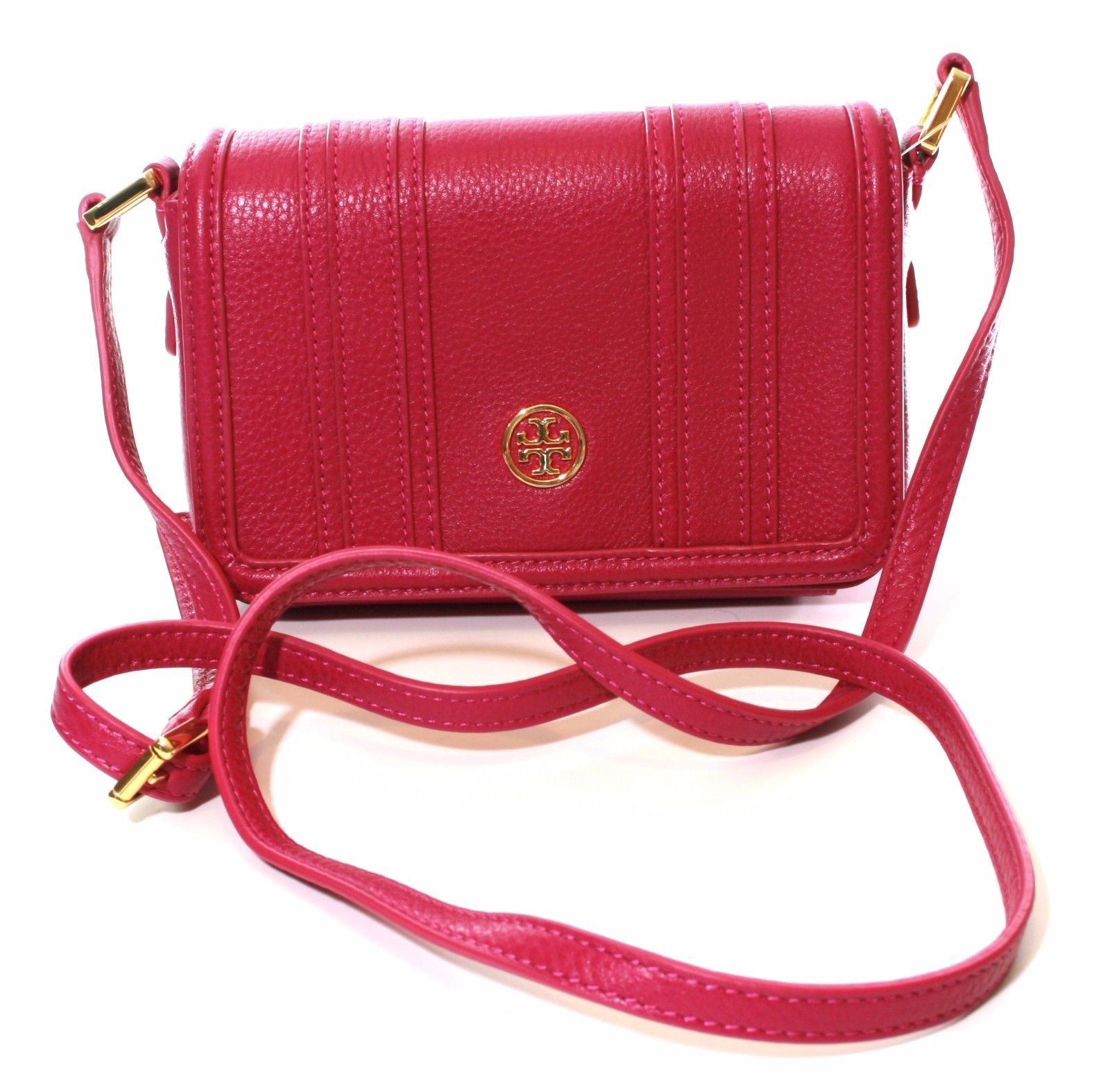 Tory Burch Landon Mini Cross Body Bag Leather Wildflower Pink Handbag - $243.77
