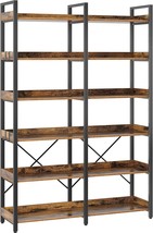 Seventable Bookshelf 6 Tier with 4 Hooks, 69” Industrial Wooden Bookcase, - £175.57 GBP